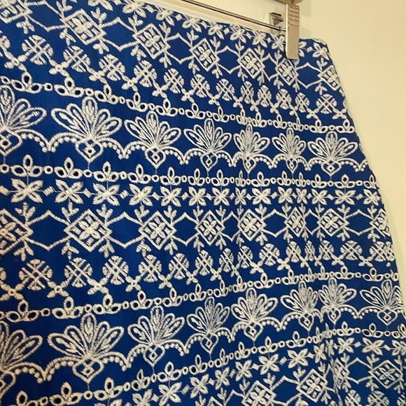 LOFT blue mini skit with white embroidery. Size 12 - Picture 2 of 7